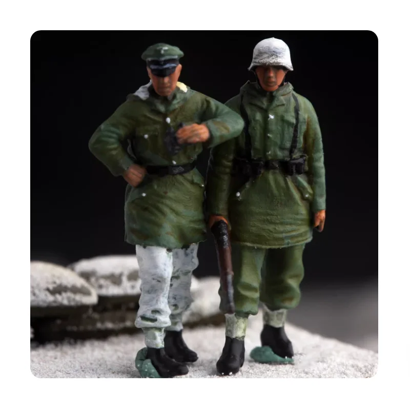 

Масштабная модель 1:72 из смолы: немецкие зимние полевые фигурки (2 офицера и солдат) для сцен с танками, коллекционная декоративная фигурка для демонстрации