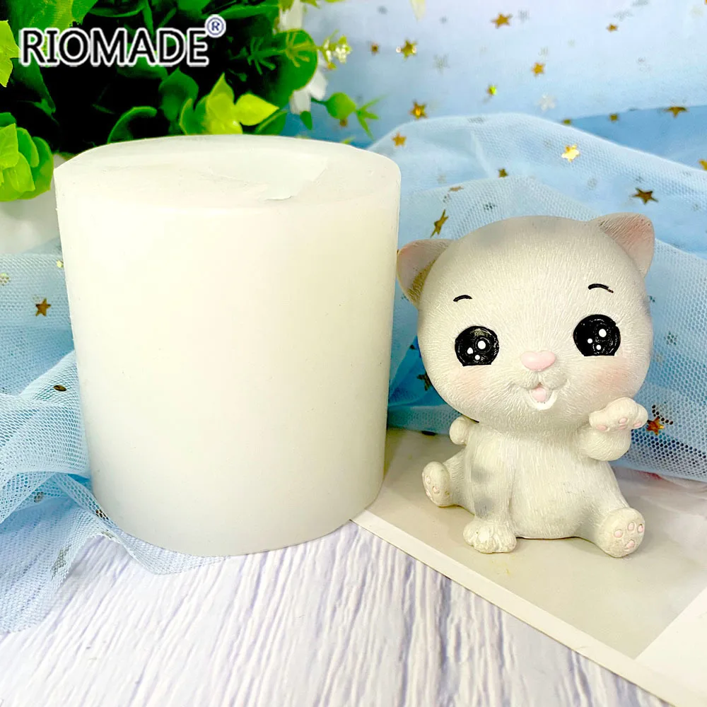 3D Lovley Small Cat Candle Mold Soap Craft Resin Clay Molds Candy Chocolate Gumpaste Mould Cake Decorating Tools S0690XM