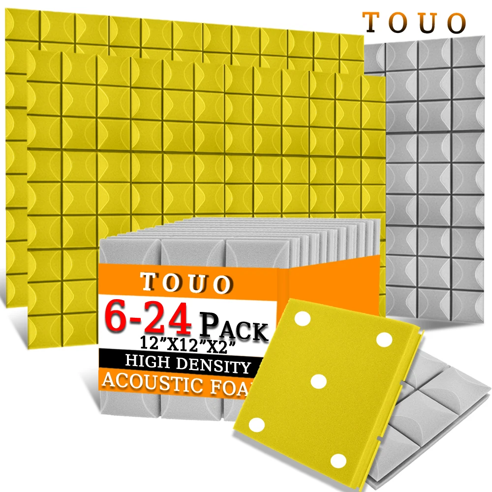 TOUO Wall Panels 6-24 Pcs Studio Sound Proof Noise Protective For KTV Home Recording Studio High Density Absorcion Decorative