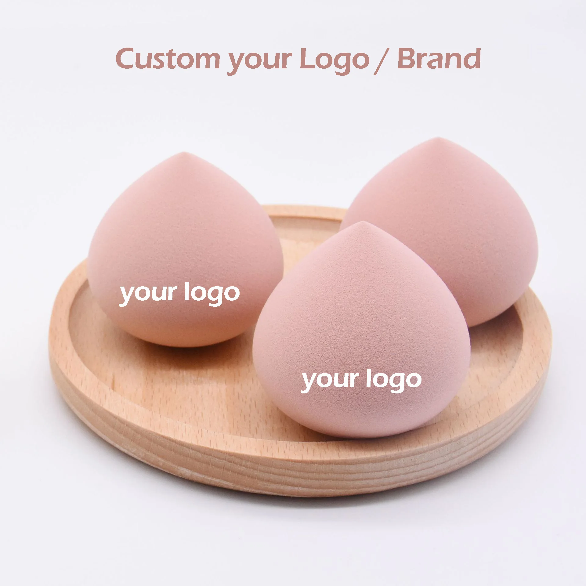 50pcs Custom Your Own Logo Cherry Peach Soft Sponge Foundation Cosmetic Puff Wet Dry Use Beauty Makeup High Elastic Powder Tool