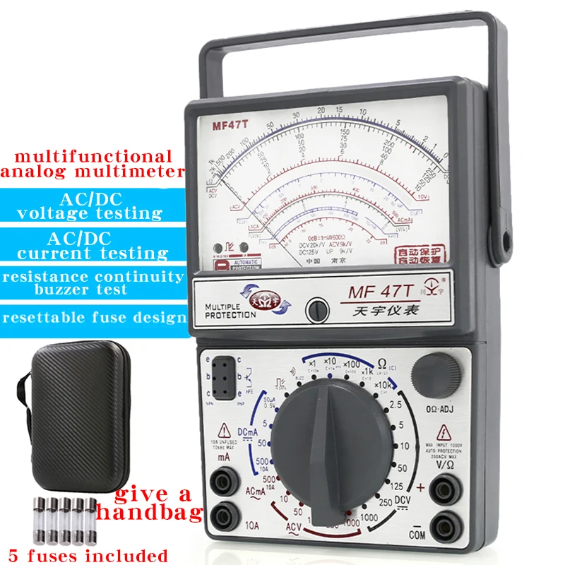 NJTY MF47T Externe magnetische wijzertype Hoge precisie multimeter Universele meter Hoge precisie mechanische multimeter