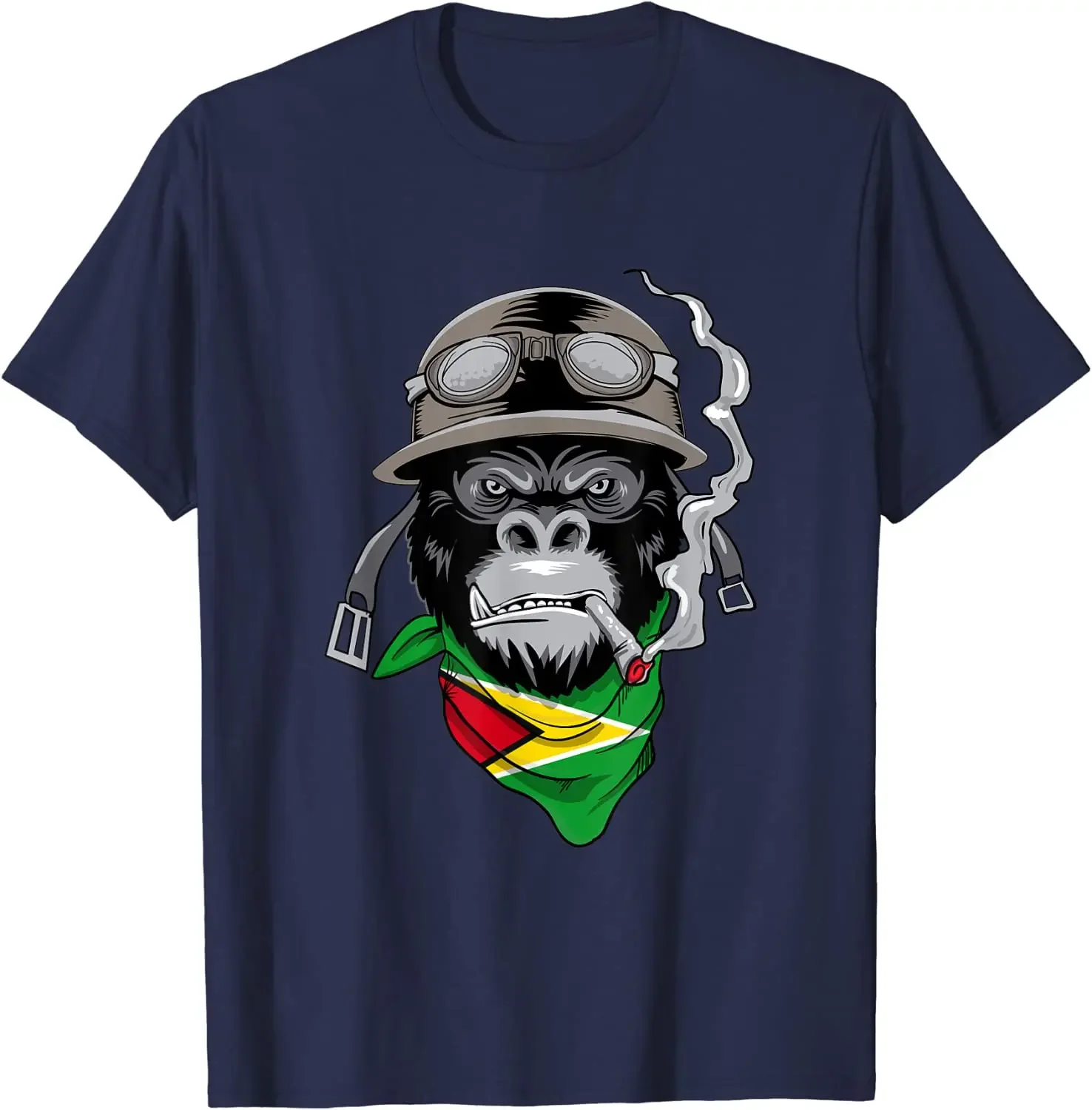 Smoking Chimpanzee Guyana Guyanese T-Shirt Men Graphic T Shirts Casual Cotton Daily Four Seasons Tees Anime Clothes Shirt