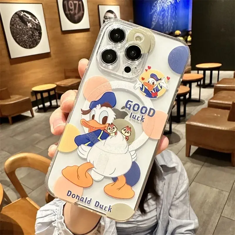 Funny Cute Donald Duck Magsafe Magnetic Phone Case for iPhone 16 15 14 13 12 11 8 7 Plus Pro Max X XR XSMax Soft Clear Tpu Cover