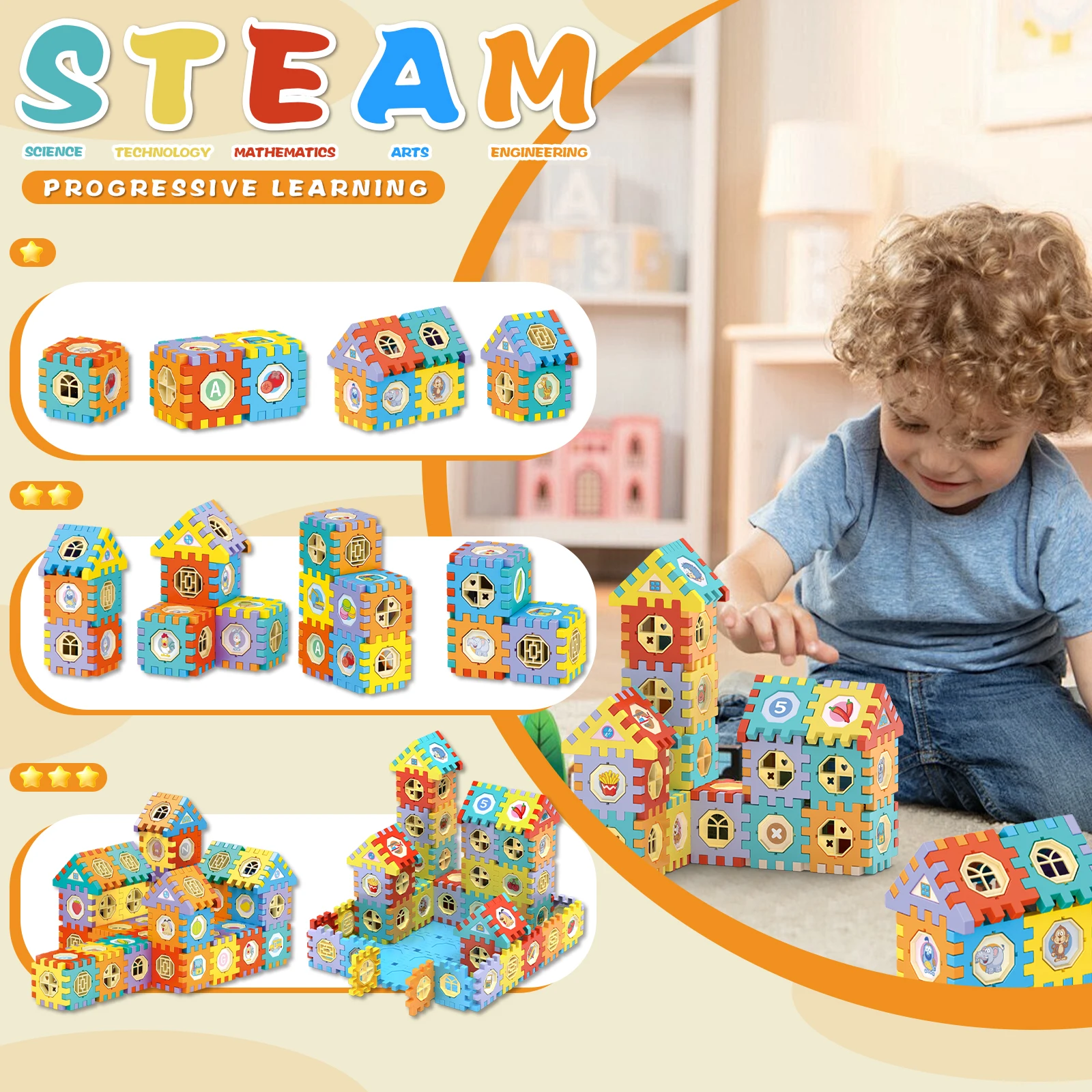 

Christmas Gifts,Building Blocks 171-pcs,Toy Building Block for Ages 3-8,Waffle Interlocking Building Blocks,Boys and Girls Toys