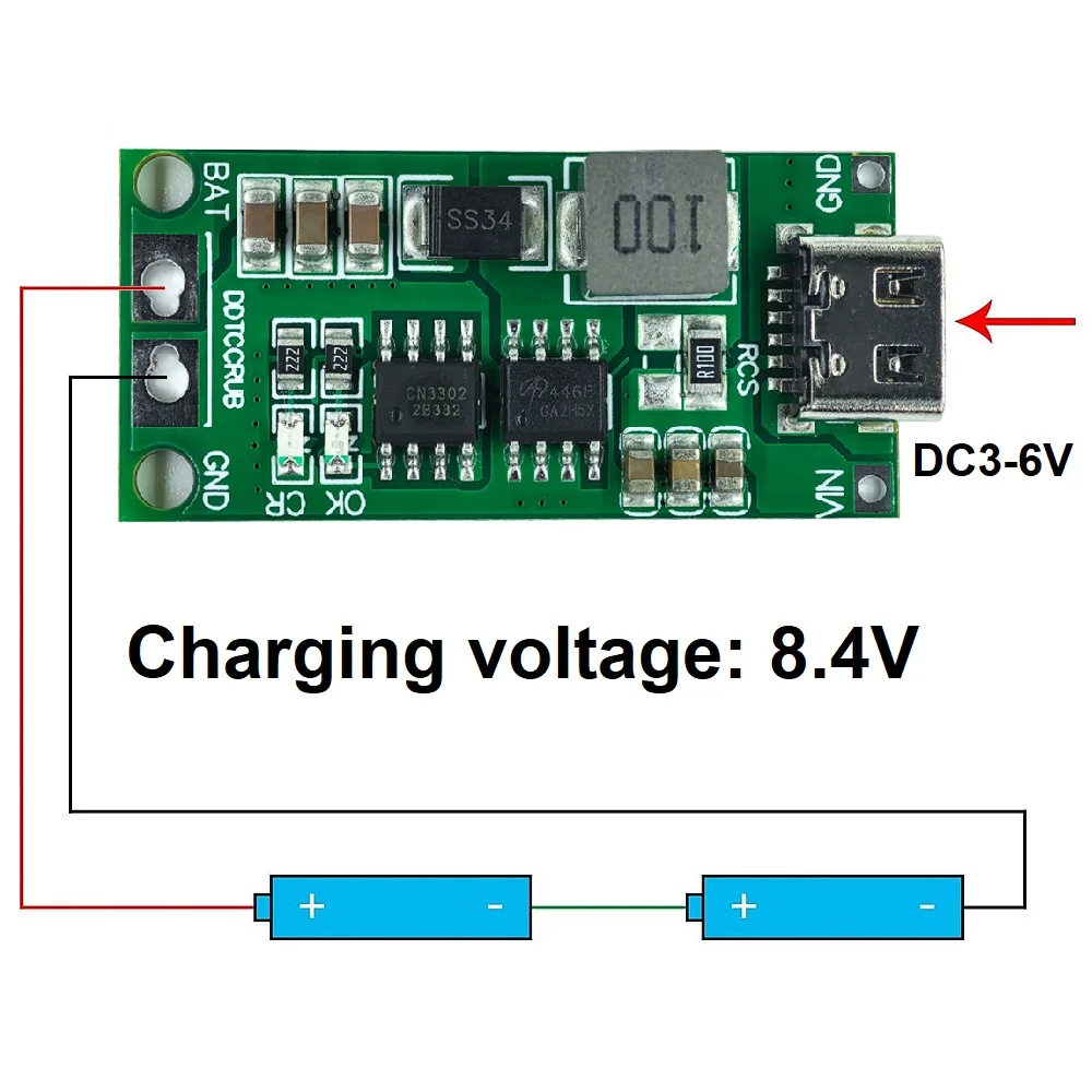 10PCS Multi-Cell 2S 3S 4S Type-C to 8.4V 12.6V 16.8V 18650 Lithium Battery Boost Step-Up Polymer Li-Ion Charger 7.4V 11.1V 14.8V