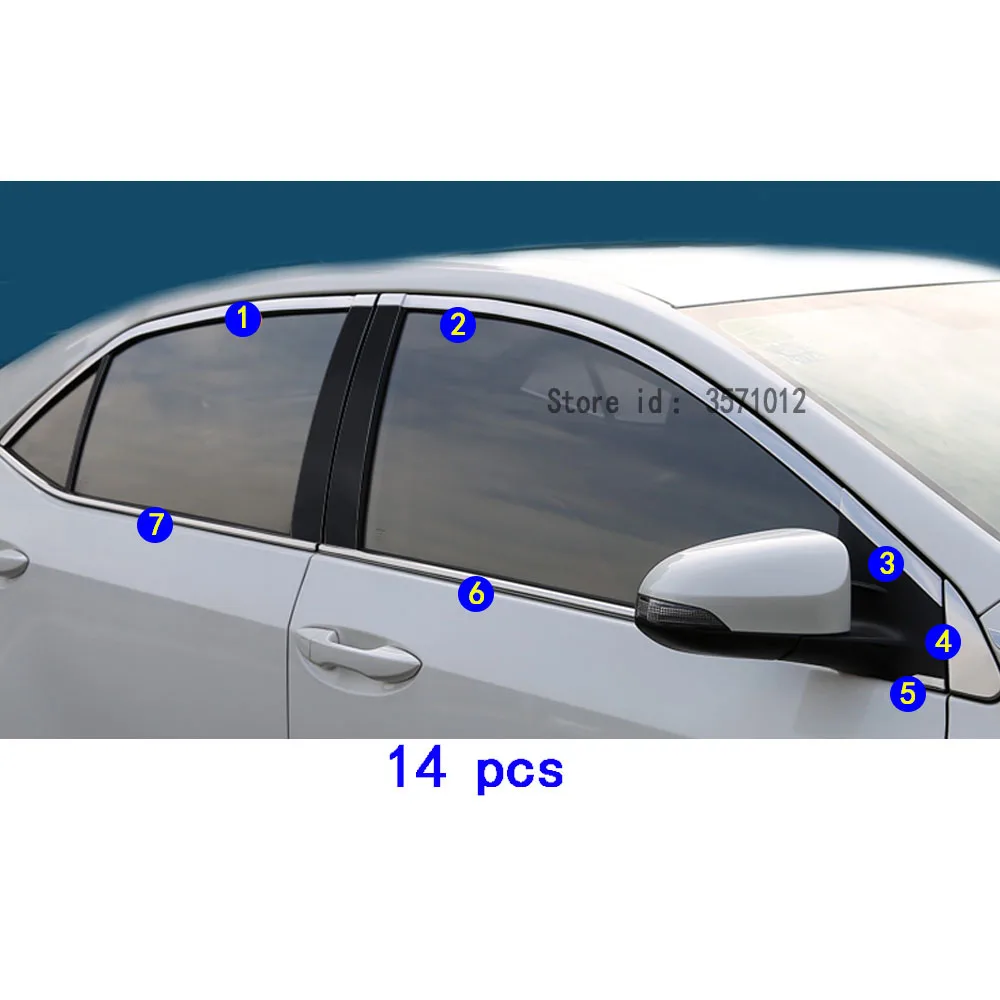 For Toyota Corolla Altis 2014 2015 2016 2017 2018 2019 Car Body Styling Glass Window Garnish Pillar Middle Strip Trim Frame Hood