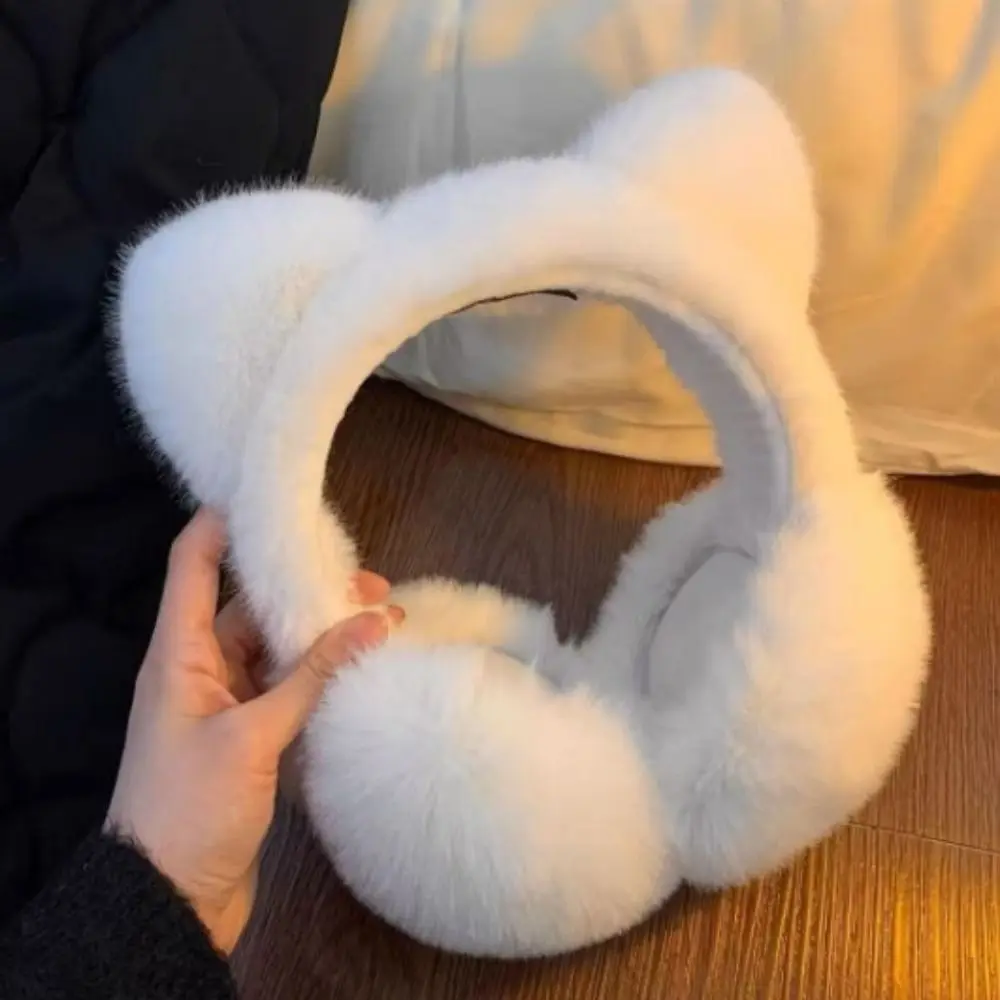 Comfortable Faux Fur Cat Ear Earmuffs Cartoon Thermal Winter Ear Cover Windproof Thicken Plush Earflap Skiing