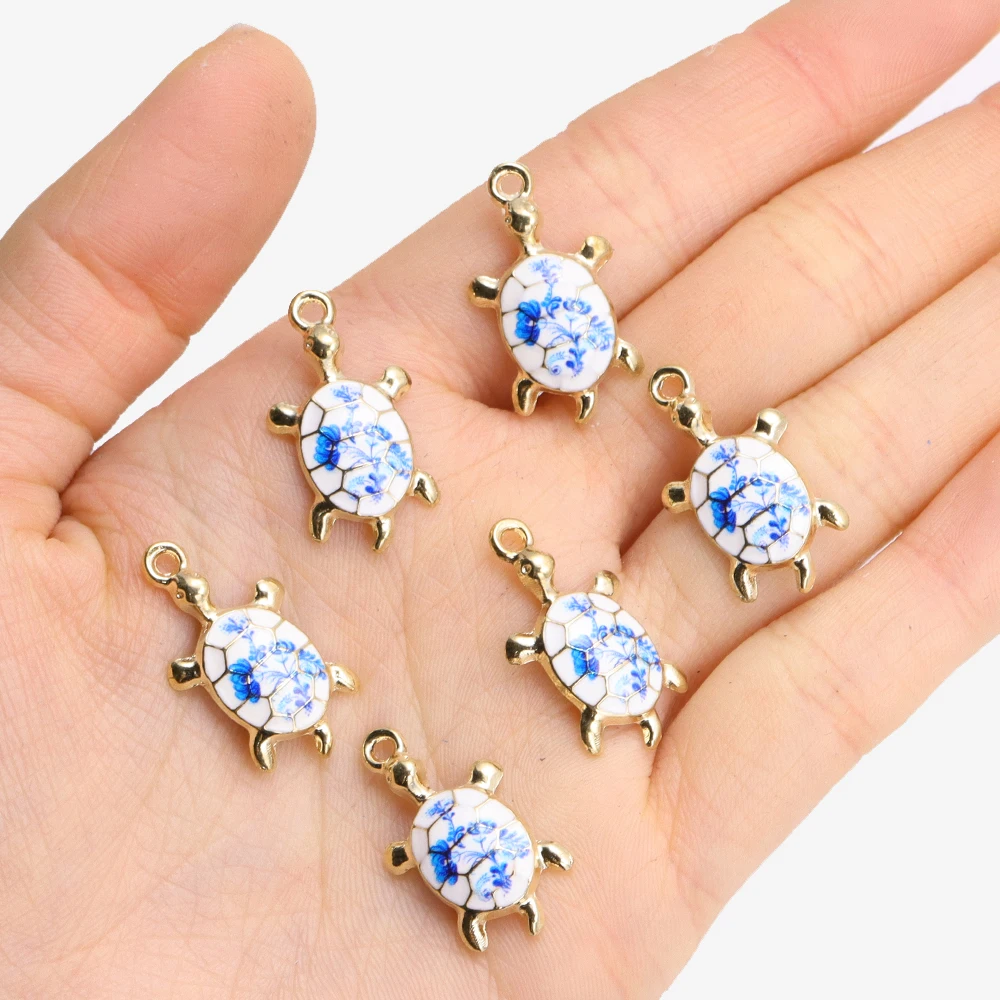 10Pcs Mixed Ocean Sea Turtle Charms Multicolor Enamel Animal Pendant DIY Handmade Jewellery Necklace Keychain Accessories Crafts image 6