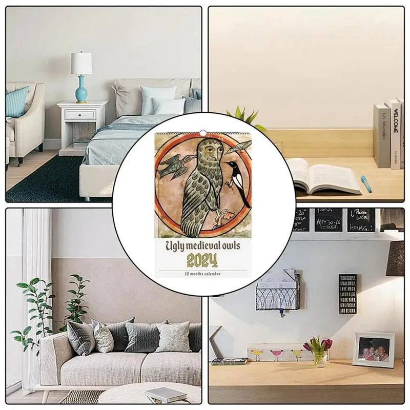 ปฏิทินติดผนัง2024 dargon ปฏิทินปีใหม่แขวนได้2024ผู้วางแผน12เดือนของขวัญรูปนก