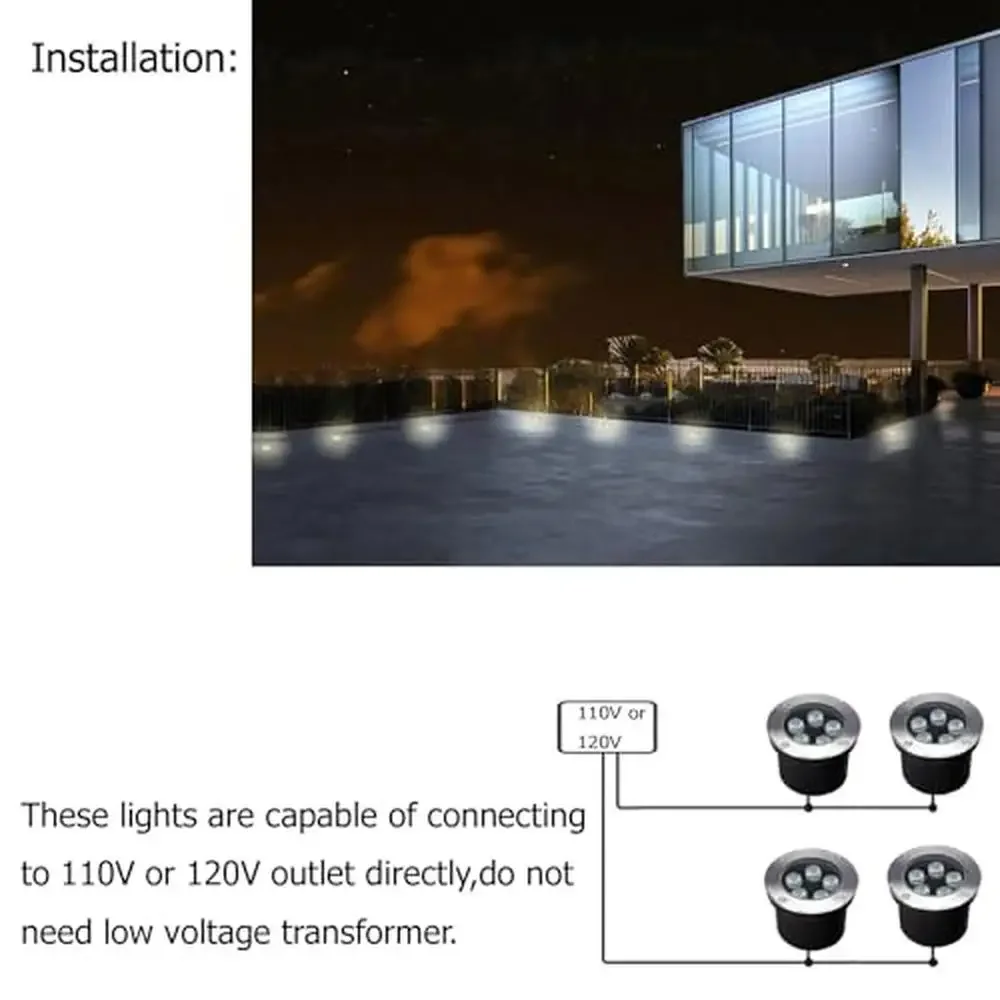 Luces de tierra para exteriores, iluminación de paisaje impermeable de 5W, 110V, 120V, lámpara subterránea empotrada de alto brillo, fácil de instalar, IP67