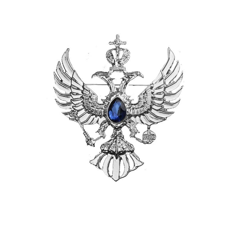 1Pc Retro Eagle Brooch Men's Domineering Double-Headed Animal Crown Suit Jacket Pin Accessory