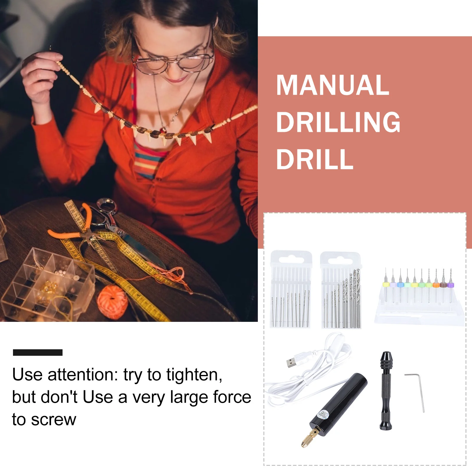 

1Set Mini Electric Drill Set High-Quality Lightweight Compact for Wood Plastic Rubber Walnut Bone Amber Olive Fiberglass DIY