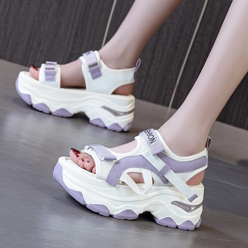 AUTUSPIN Size 34-39 Women Sandals Summer Fashion Leisure Platform Woman Shoes Rome Style Ankle Wrap Femlae Sandal Chunky Heels