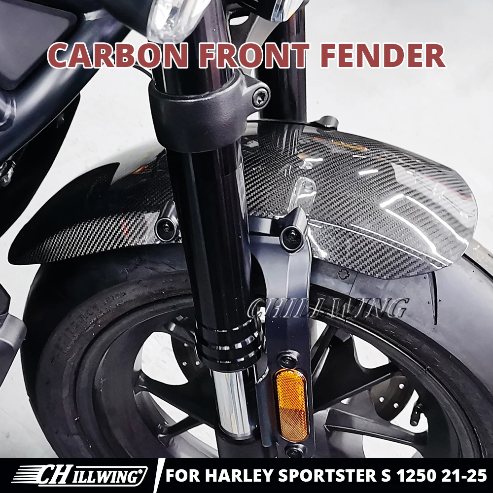 for Harley Sportster S 1250 RH1250S 2021 2022 2023 2024 2025 Carbon Fiber Front Tire Fender Mud Guard Fairing Lengthen Mudguard