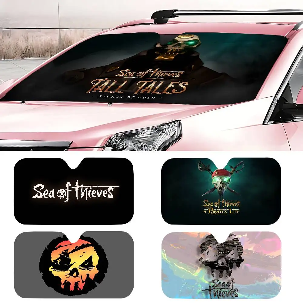 S-بحر T-Thieves شعار زجاج سيارة ظلة غطاء السيارات الشمس الظل قناع نافذة الأشعة فوق البنفسجية عاكس سيارات إبقاء سيارة باردة