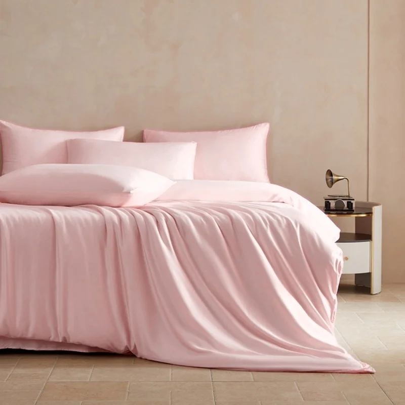 1pc Light Pink Duvet Cover Soft Silky Lyocell Quilt Cover Smooth Breathable Girl Comforter Cover King Wedding Bedding 264*229cm