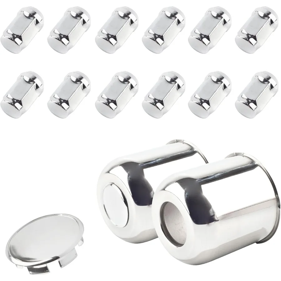 

2Pcs 4.25in Wheel Center Caps Push Through with 12 Lug Nuts Sets - Stainless Steel Trailer Hub Cap and 1/2''-20 Lug Nuts for Tr
