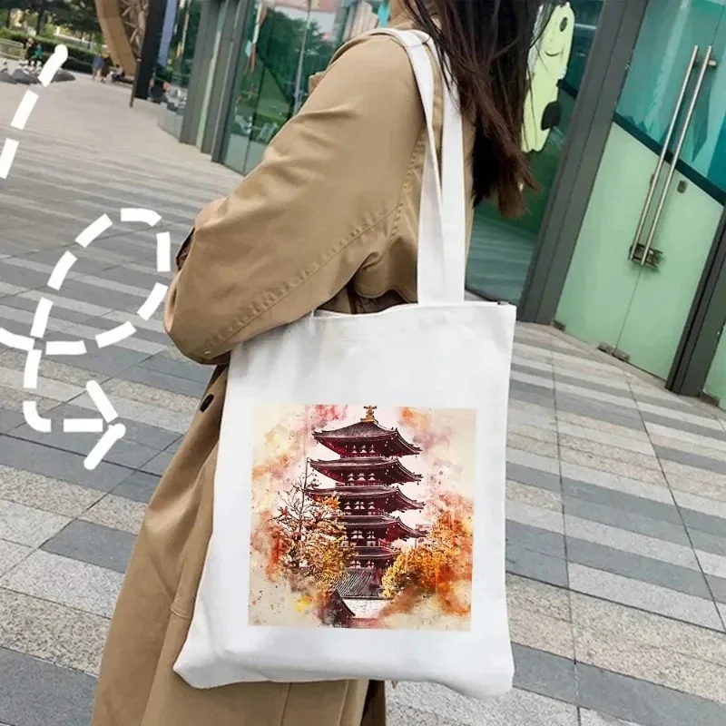 London Madrid Cairo Shoulder Bag Budapest Venice Sydney Watercolor Canvas Handbag Handbag Environmental Women's Shopping Bag