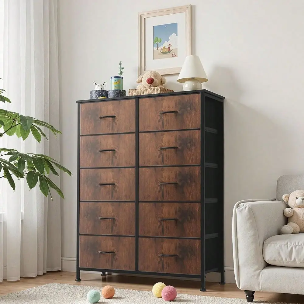 

OLIXIS Tall Black Dresser For Bedroom With 10 Drawers, Chest Of Drawers, Dressers Bedroom Furniture, Storage Organizer Unit With