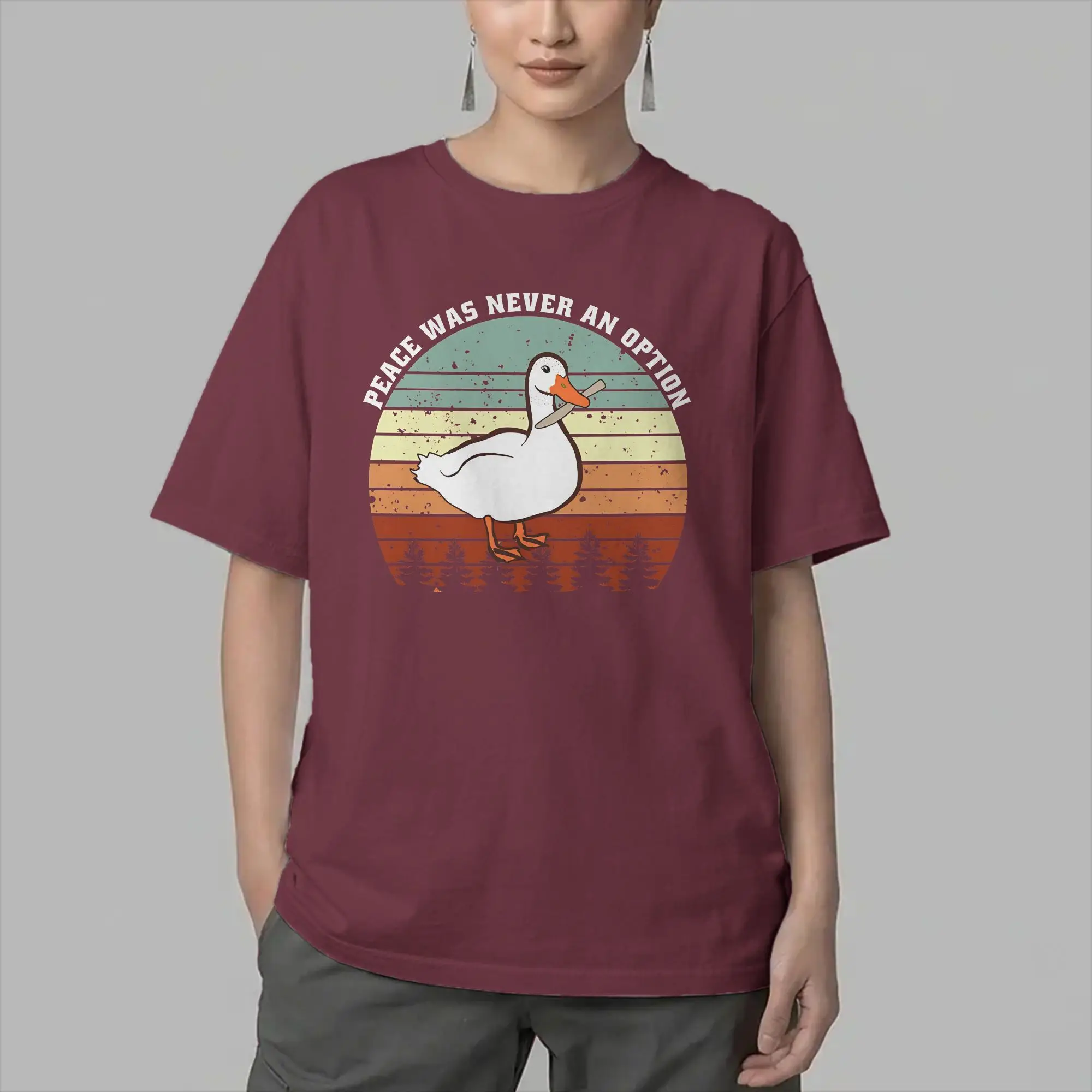 Men Peace was Never An Option Untitled Goose T Shirt Cotton Clothing Creative Short Sleeve Round Neck Tees Plus Size T-Shirt