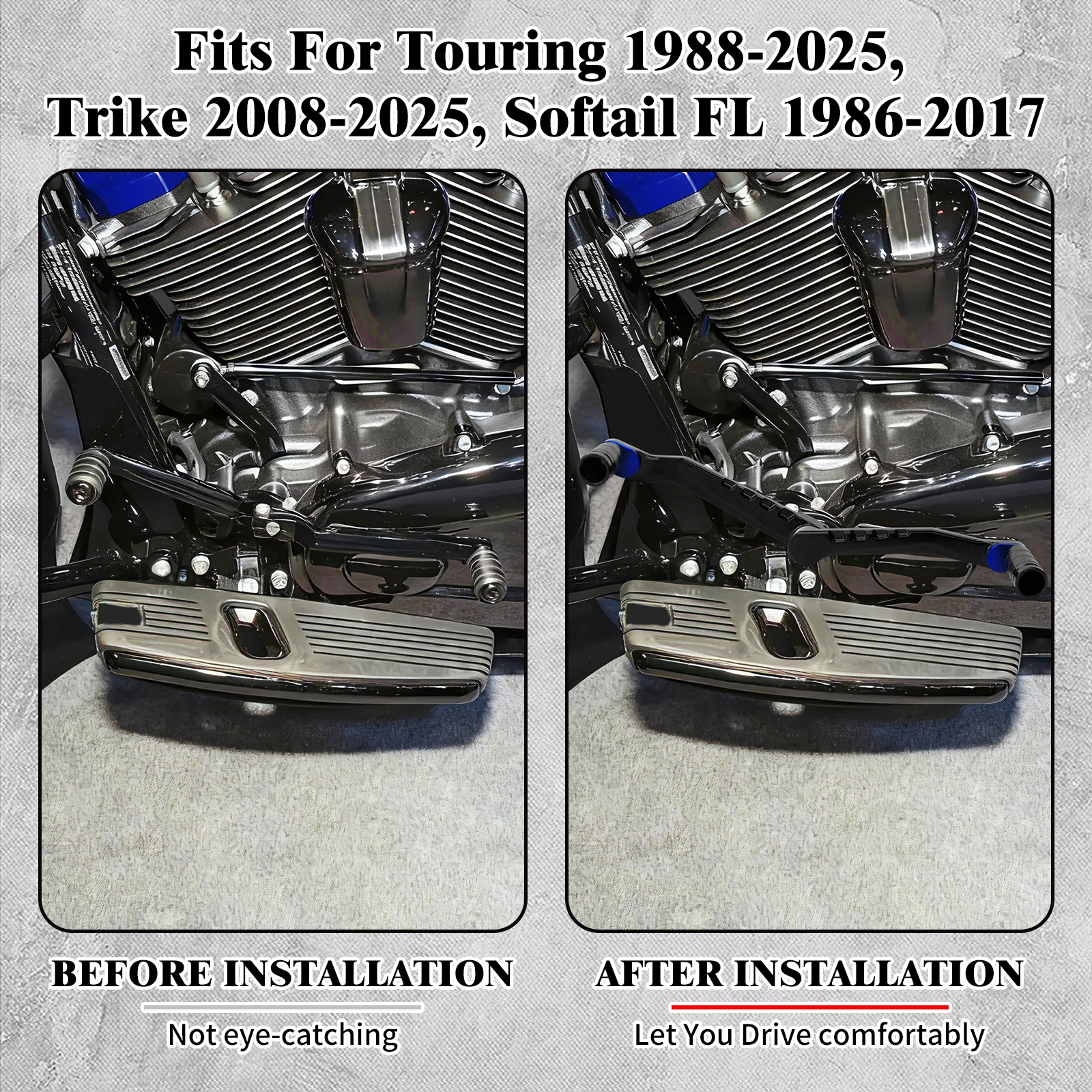 Motorcycle Front&Rear Heel Toe Shift Lever With Pegs For Harley Softail FL 86-17 Trike 08-UP Touring Road Electra Street Glide 3