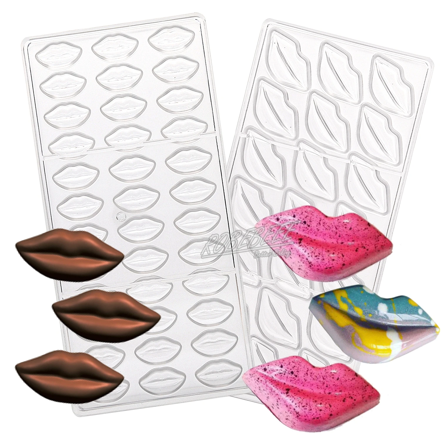 2 Styles Mouth Lips Shape PC Plastic Chocolate Mold Candy Maker Sugarcraft Molding Ice Cube Molds DIY Kitchen Accessories