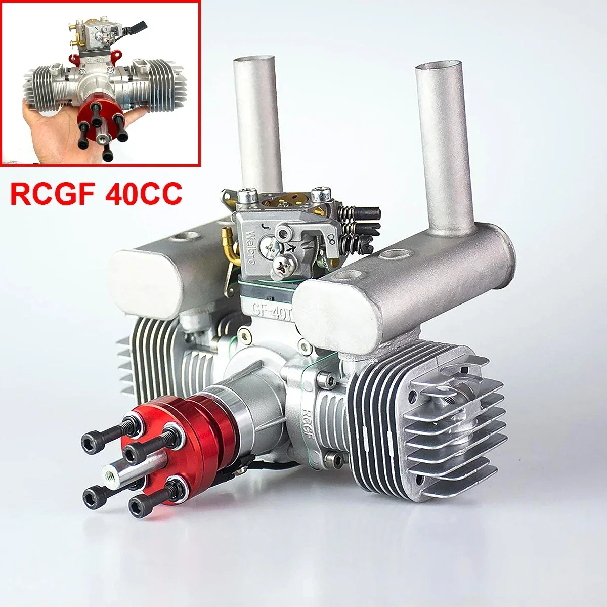 RCGF 40CC T Twin Cylinder Gasoline Engine Two Stroke with Muffler/Ignition/Spark Plug for RC Model Airplane Fuel Engine Toys