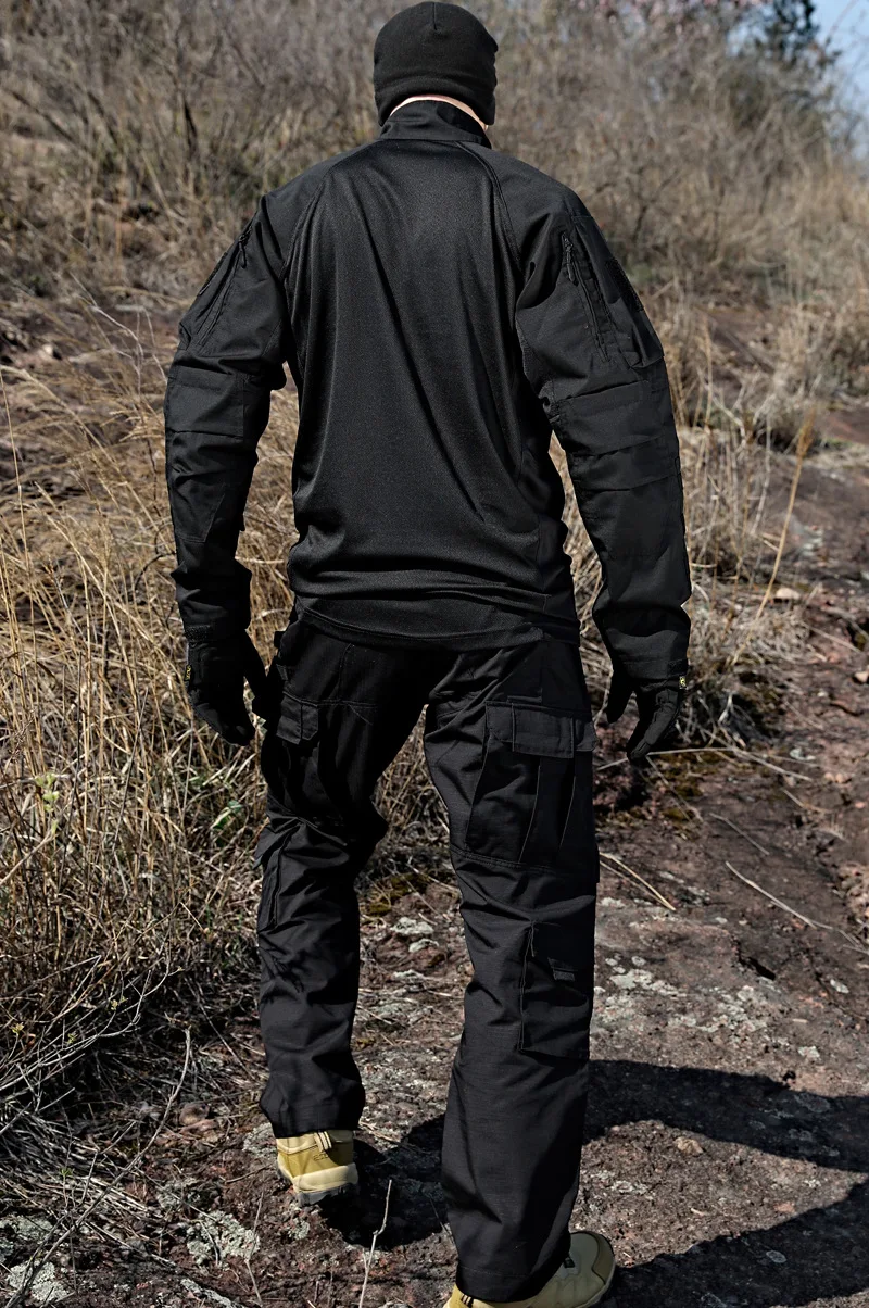 Intruder Tactical Set Men Military Multi-pocket Combat Long Sleeve Tshirt Outdoor Wear-resistant Cargo Pant Army Breathable Suit