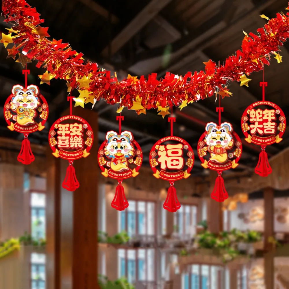 

Cartoon Spring Festival Banner Garland Traditional Zodiac Snake Snake Year Hanging Pendant Blessing Words Lucky Hanging Flag