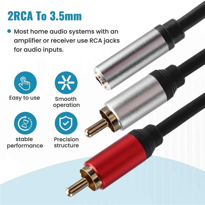AED6-RCA Cable 2RCA Male To 3.5Mm Female Audio Aux Cable 3.5Mm Jack Rca Cable For MP3 Phone Home Theater DVD 2RCA Audio Cable