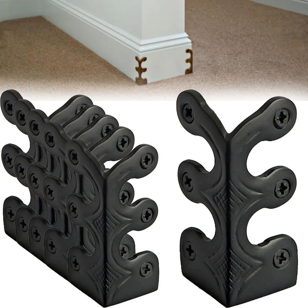 6pcs Brass Base Board Corner Protectors Pattern Design with Screws Edge Protectors Corner Guard Wooden Cases Decorative