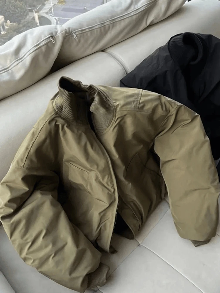 

Американский повседневный пилотный джет, свободное хлопковое пальто, мужское цветное зимнее или широкая верхняя одежда, крутой воротник-стойка