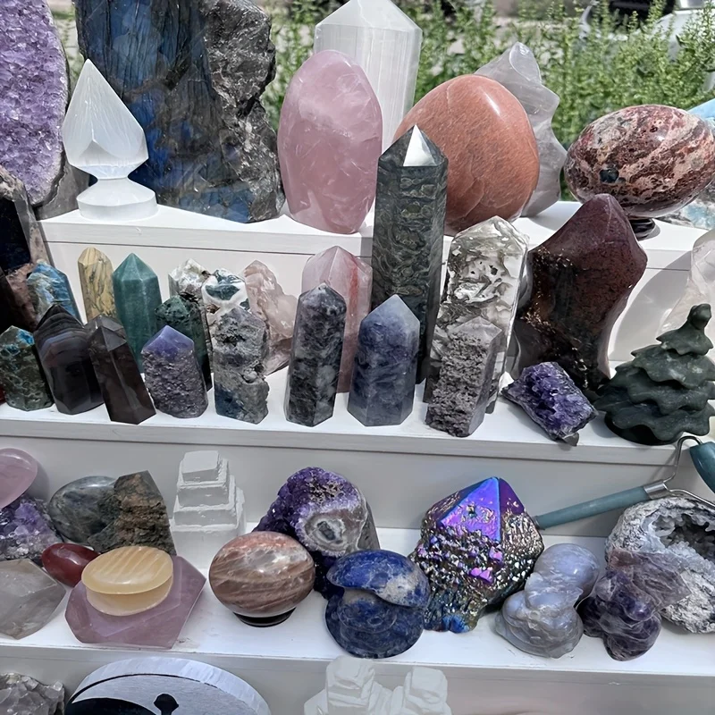 Mixed Crystal Decorative Stones – Natural Freeform Spheres, Obelisks & Palm Stones in 2lb/4lb/6lb/8lb Sets | Unique Specimen Gif view 4
