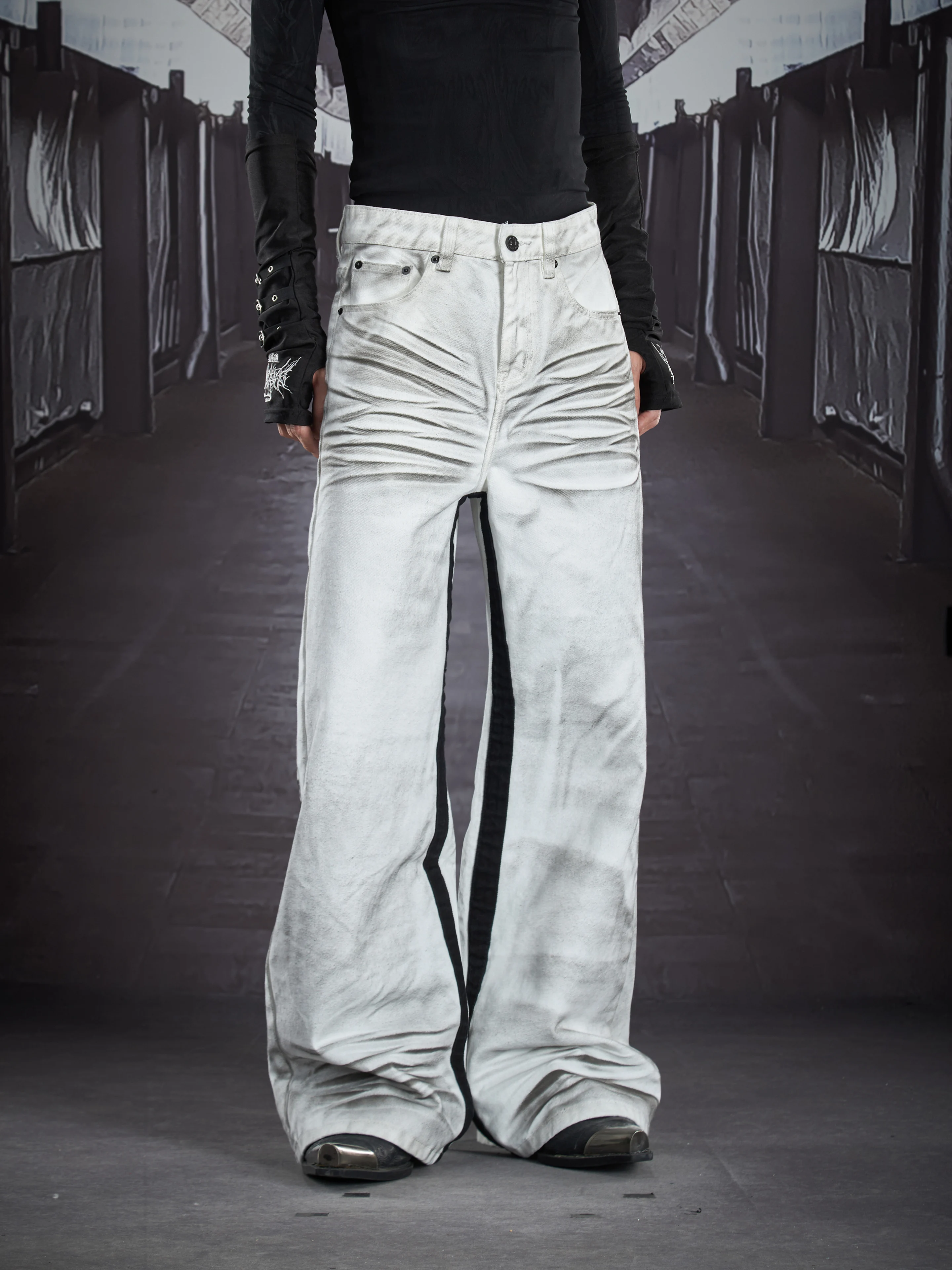 

Ручная роспись кошачья борода сотовые индивидуальные универсальные швы контрастного цвета прямые джинсы брюки для мужчин и женщин