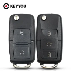 Keyyou 3 botões dobráveis flip caso chave do carro shell remoto para vw volkswagen bora passat polo de golfe jetta sharan touran sem lâmina