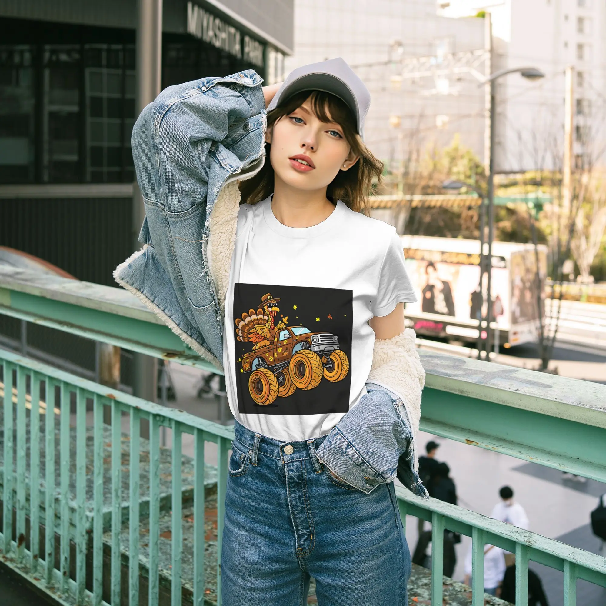 เสื้อยืดกราฟิกรถบรรทุกมอนสเตอร์ตุรกีสำหรับผู้หญิงเสื้อยืดผ้าฝ้ายพรีเมี่ยม