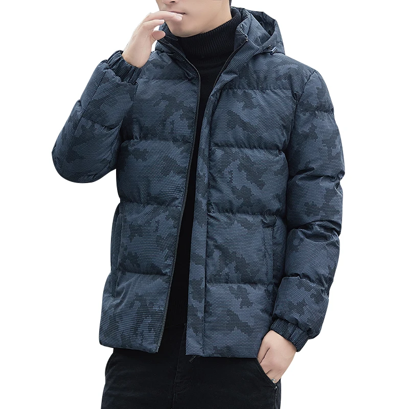 New Winter Men'S Casual Camo Hooded Cotton Coat Youth Fashion Loose Versatile Cold Resistant And Warm Down Cotton Coat Male