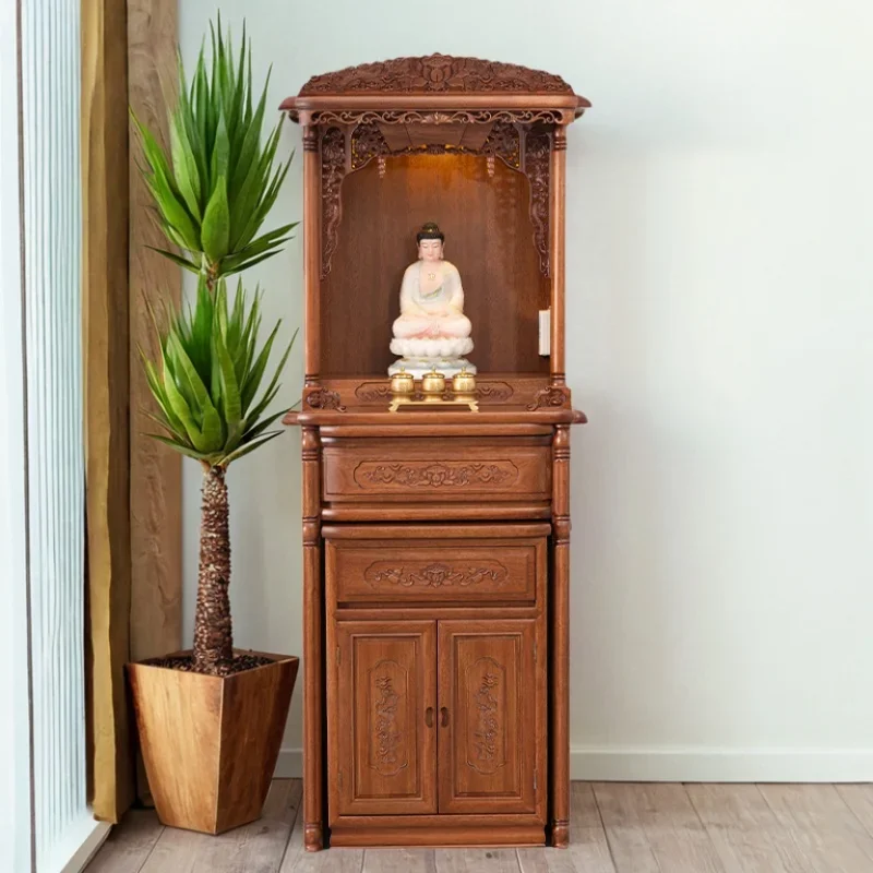 All solid wood Buddhist niche vertical cabinet household new Chinese-style offering table modern light luxury shrine