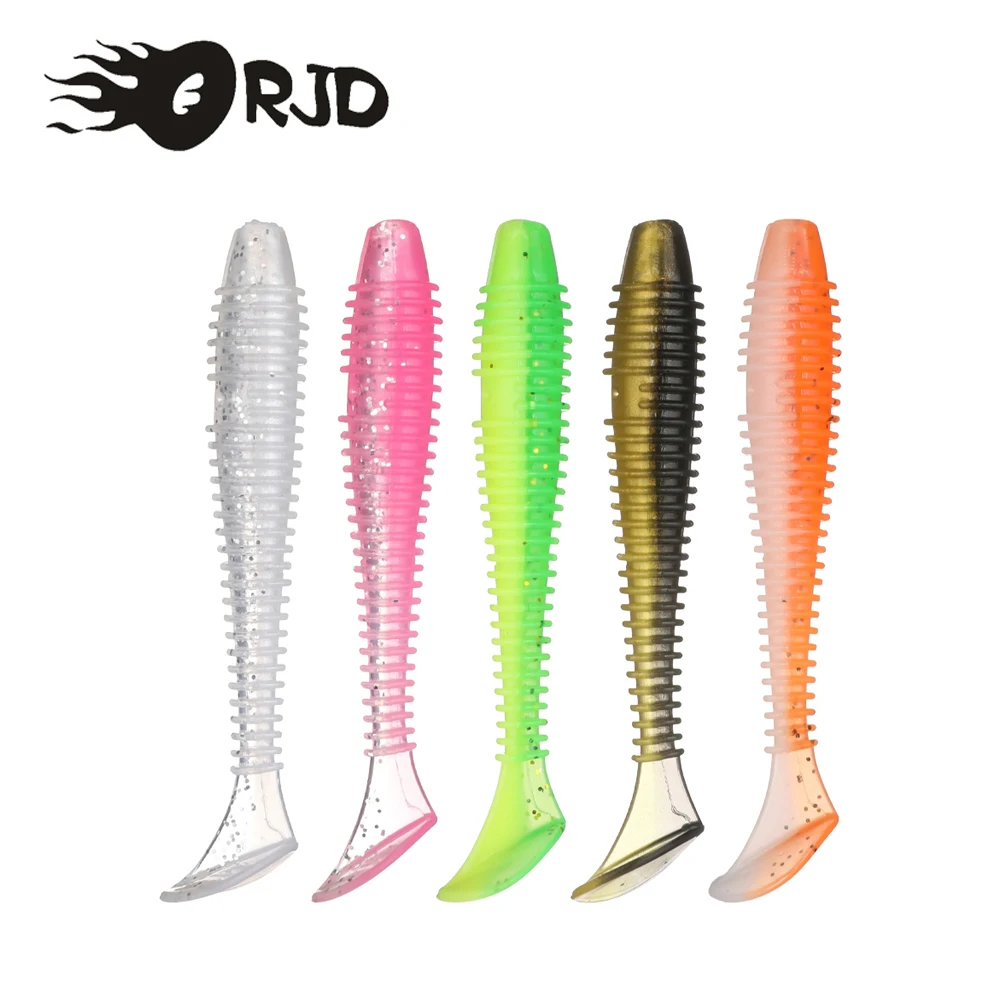 

ORJD T Tail Soft Fishing Lures 10/30/30pcs Artificial Wobblers Silicone Shinner Baits Shad Worm Bass Fishing Track Accessories