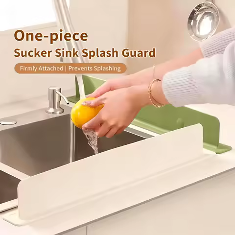 1pc Silicone Splash Guard for Kitchen Sinks,Easy-To-Clean Countertop Divider,Equipped with Large Suction Cup,Home,Restaurant Use