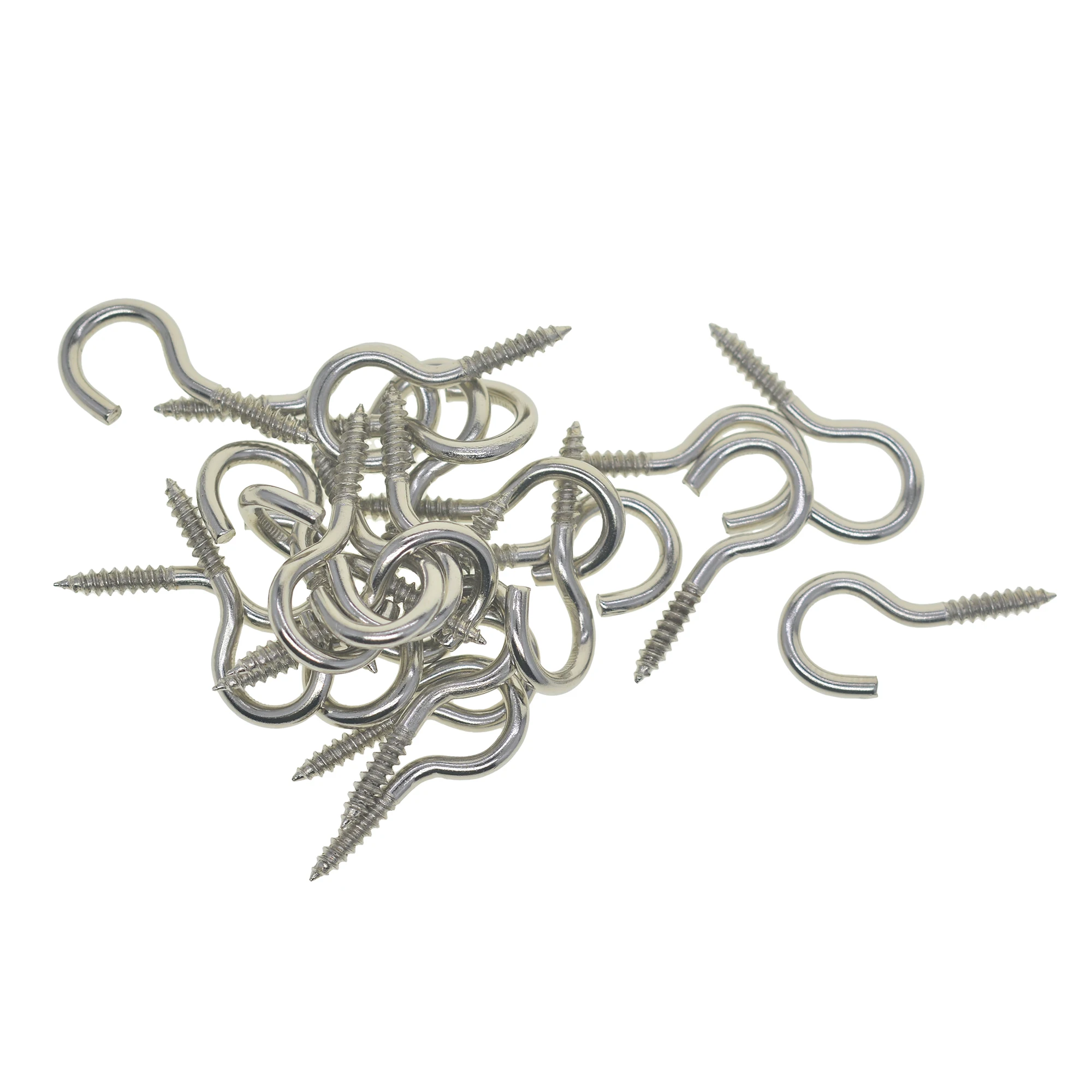 50 pcs 1inch Eye open Hooks Screw in Heavy Duty Self Tapping Eye Lag Screws Eyelet Screw for Wood Securing Cables Wire