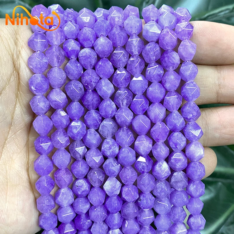 Natural Dark Purple Chalcedony Beads Faceted Loose Stone Beads 15