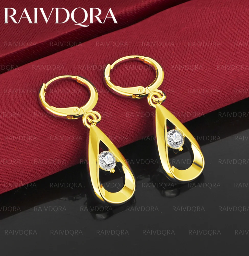 

18K Gold Plated Zircon Water Drop Drop Earrings For Women Fashion Earring Wedding Party Jewelry Accessories