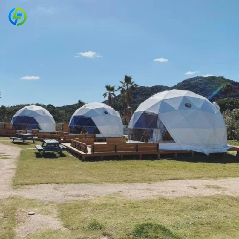 Prefab Luxury Mobile Portable Steel Frame Outdoor Waterproof Glamping Geodesic Dome Tent House with Bedrooms FL Customized