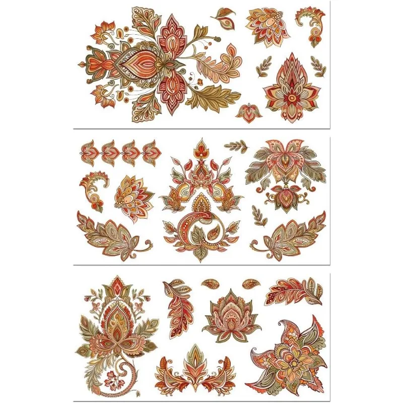 1 Satz Reiben auf Transferaufkleber für Möbelhandwerk, 15,2 x 30,5 cm, 3 Stück, Paisley-Muster, wasserfest, UV-Transferaufkleber, Aufkleber für Kommode