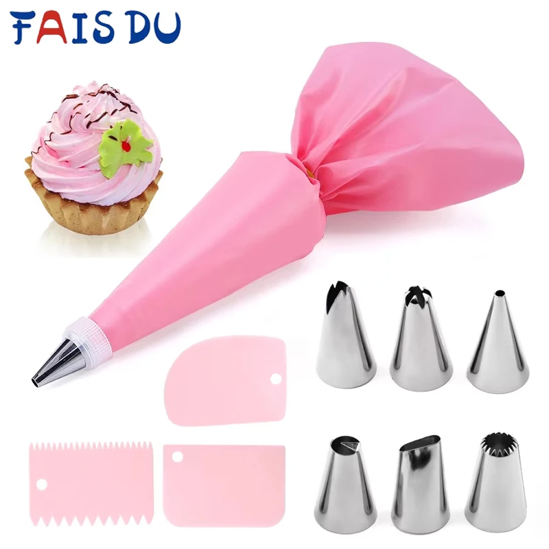 FAIS DU Pink Piping Bag Cream Nozzles Pastry Tools Accessories for Cake DIY Decorating Pastry Bag Kitchen Baking Candy Tools