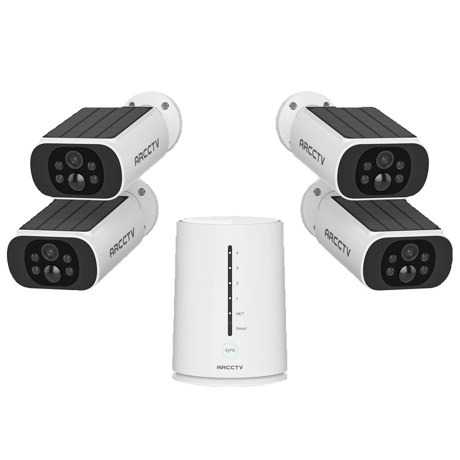 ARCCTV 4MP Solar Wifi Kamera Kit Überwachungssystem HD Humanoiden Erkennung Sirene Alarm Zwei-wege Audio Outdoor Drahtlose Kamera Set