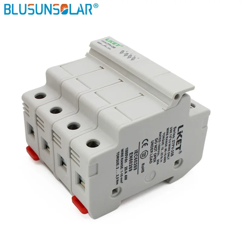 BLUSUNSOLAR 1000V DC 10x38mm Solar PV Sicherung Halter Mit Vier Sicherung für Solar System Schutz