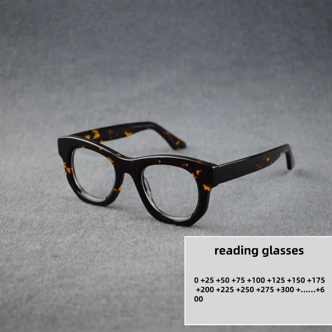 Acetate Glasses Frame Reading Glasses Comfortable Retro Optical Presbyopia Eyeglasses +50+100+150+200+250+300+350