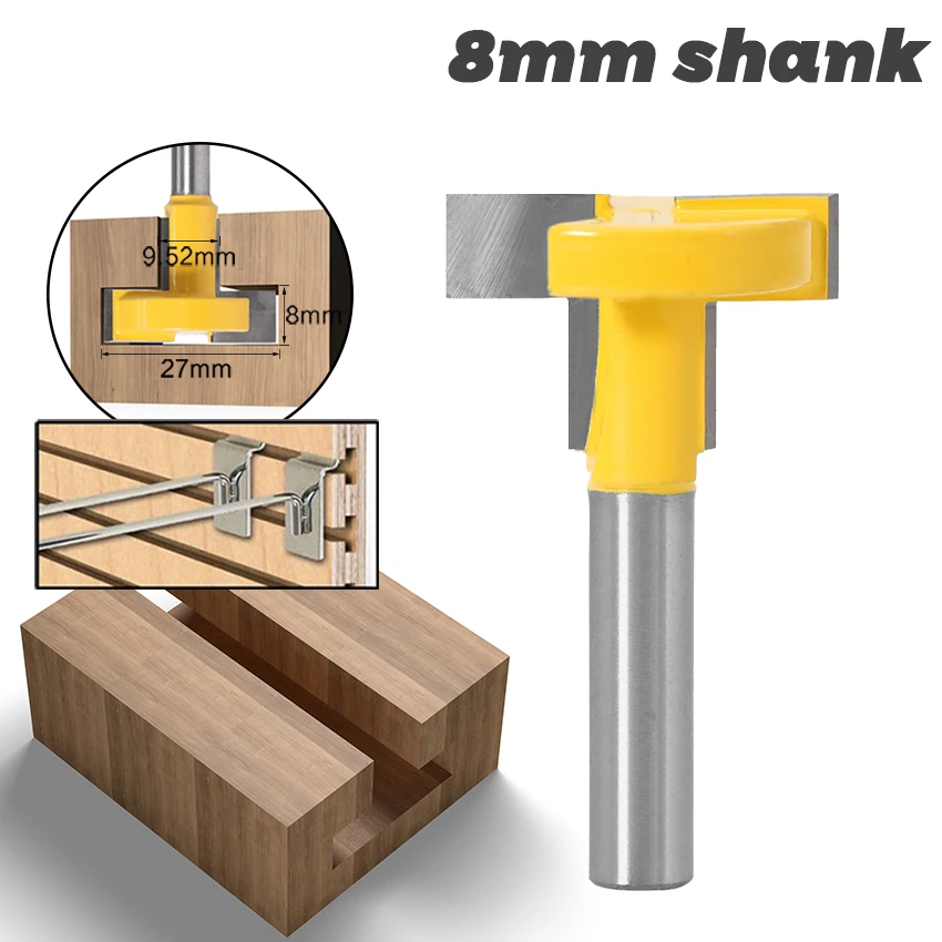 

T-Slot T-Track Slotting Router Bits for Wood 8mm Shank Milling Cutter Woodworking Tools Chisel Cutter Kit Fresa